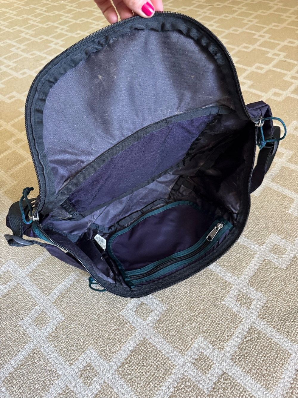 Patagonia Vintage 90s Hip Pack Waist Bag Purple Teal Large Fanny Pack USA Made - Picture 4 of 17
